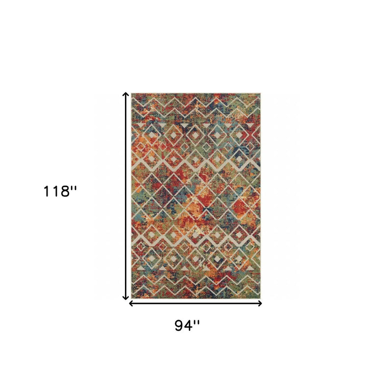 8' X 10' Red And Ivory Geometric Non Skid Indoor Outdoor Area Rug Homeroots Outdoor