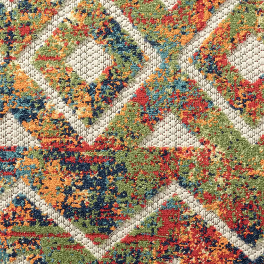 8' X 10' Red And Ivory Geometric Non Skid Indoor Outdoor Area Rug Homeroots Outdoor