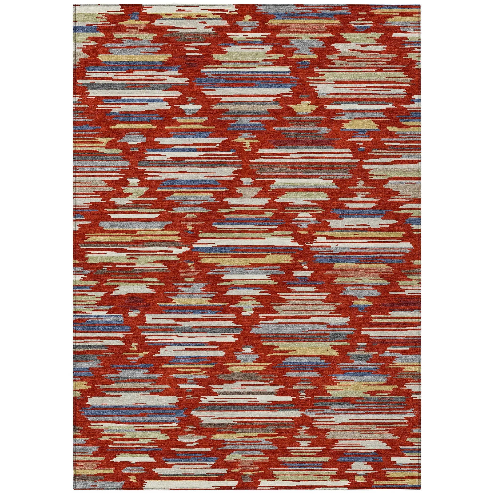 8' X 10' Red And Ivory Southwestern Washable Indoor Outdoor Area Rug Homeroots Outdoor