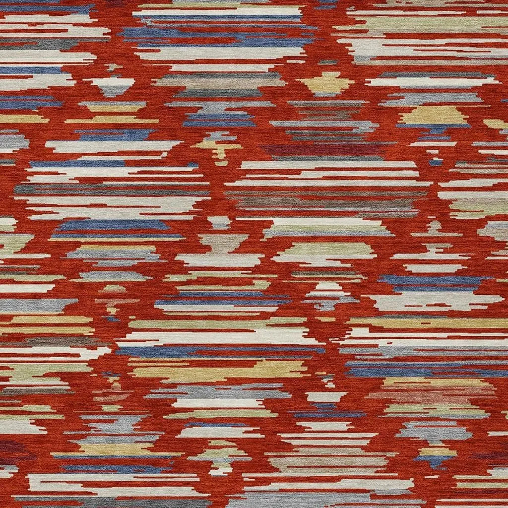 8' X 10' Red And Ivory Southwestern Washable Indoor Outdoor Area Rug Homeroots Outdoor