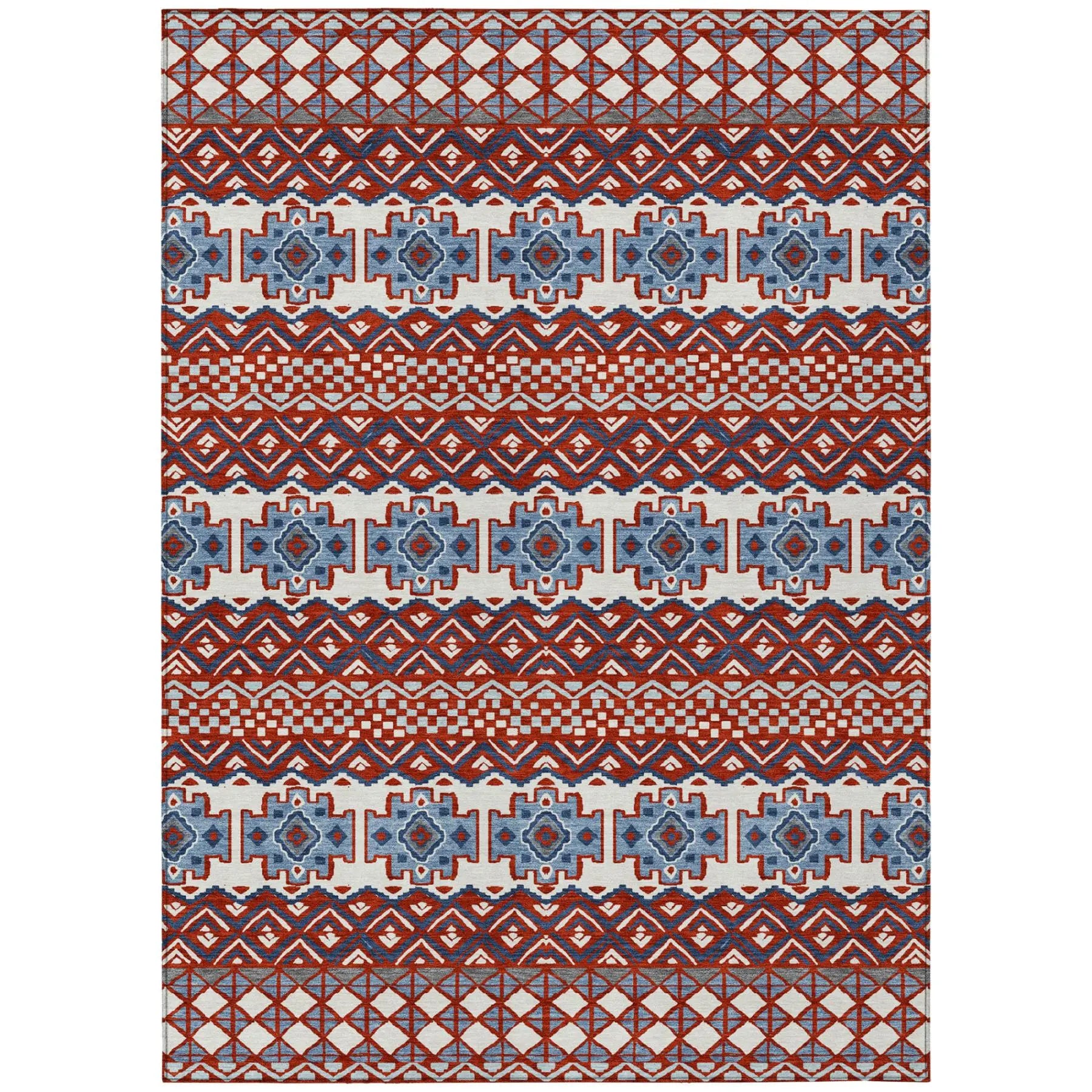 8' X 10' Red And Ivory Striped Washable Indoor Outdoor Area Rug Homeroots Outdoor