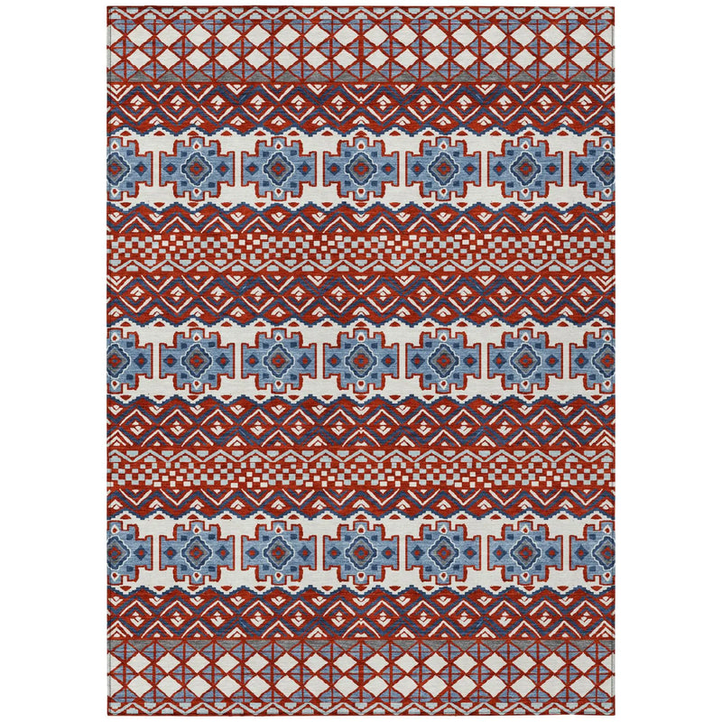8' X 10' Red And Ivory Striped Washable Indoor Outdoor Area Rug Homeroots Outdoor