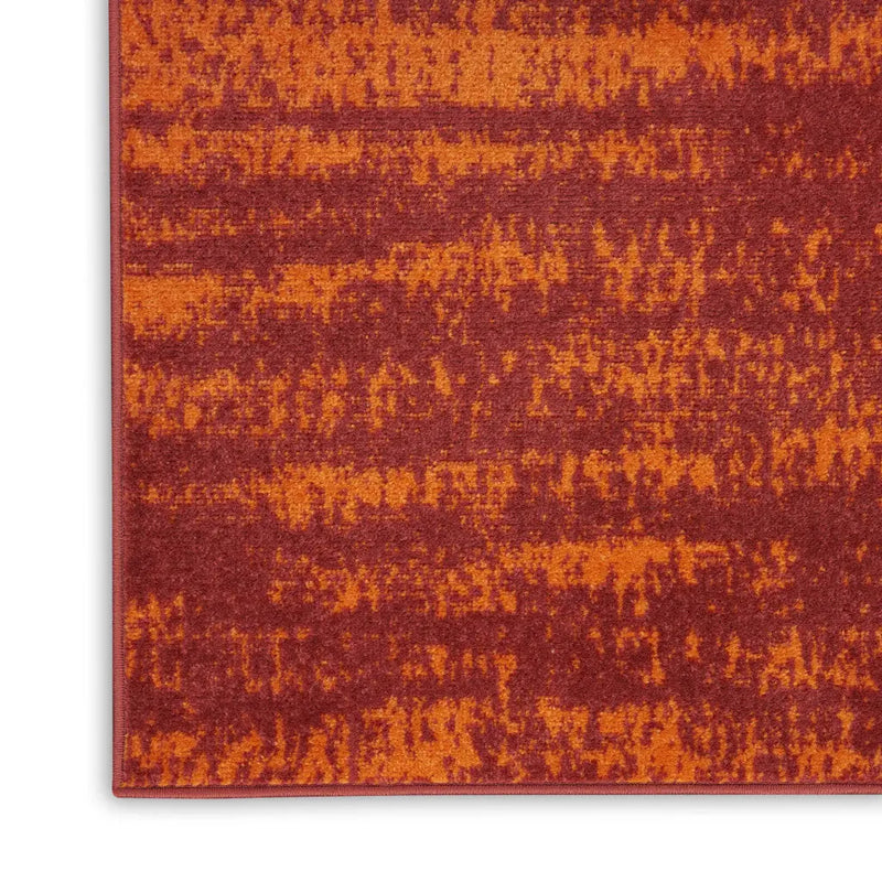8' X 10' Red And Orange Abstract Indoor Outdoor Area Rug Homeroots Outdoor