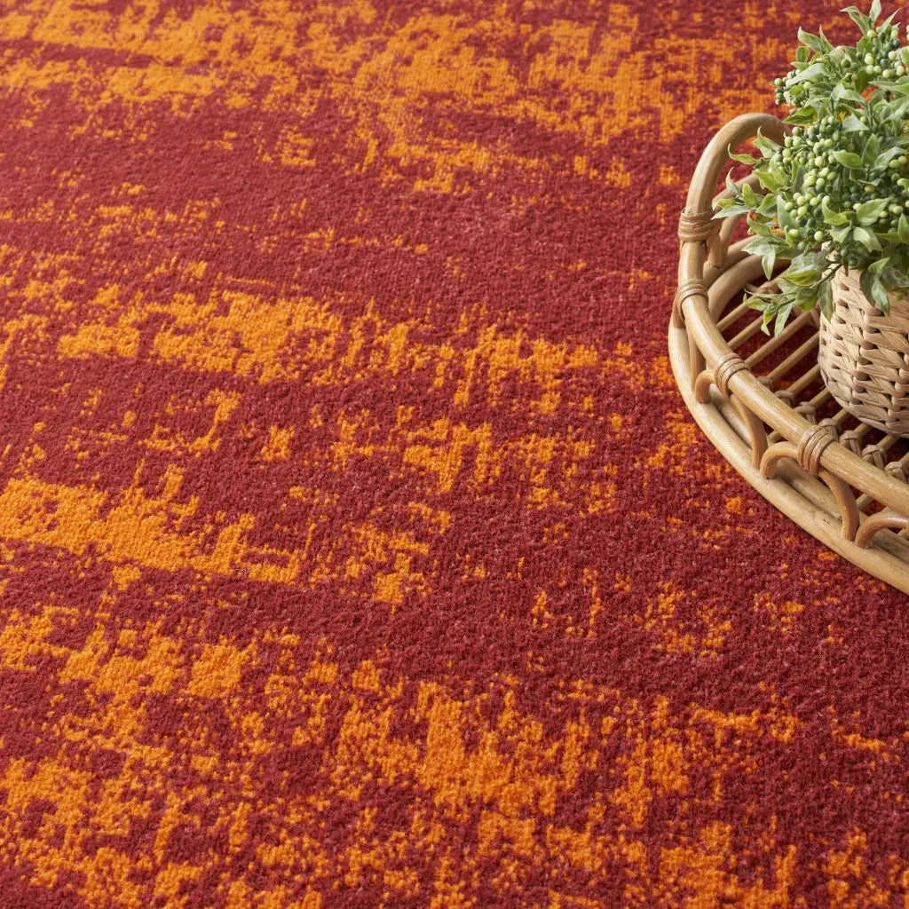 8' X 10' Red And Orange Abstract Indoor Outdoor Area Rug Homeroots Outdoor