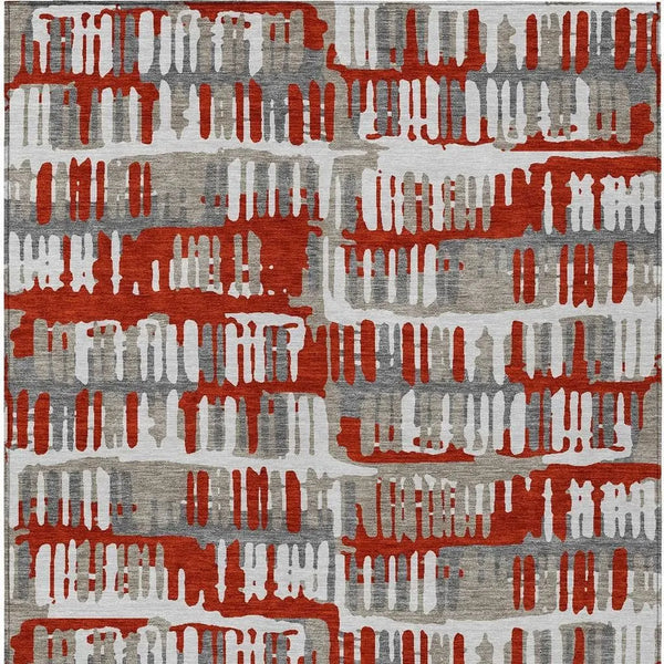 8' X 10' Red And Orange Abstract Washable Indoor Outdoor Area Rug Homeroots Outdoor