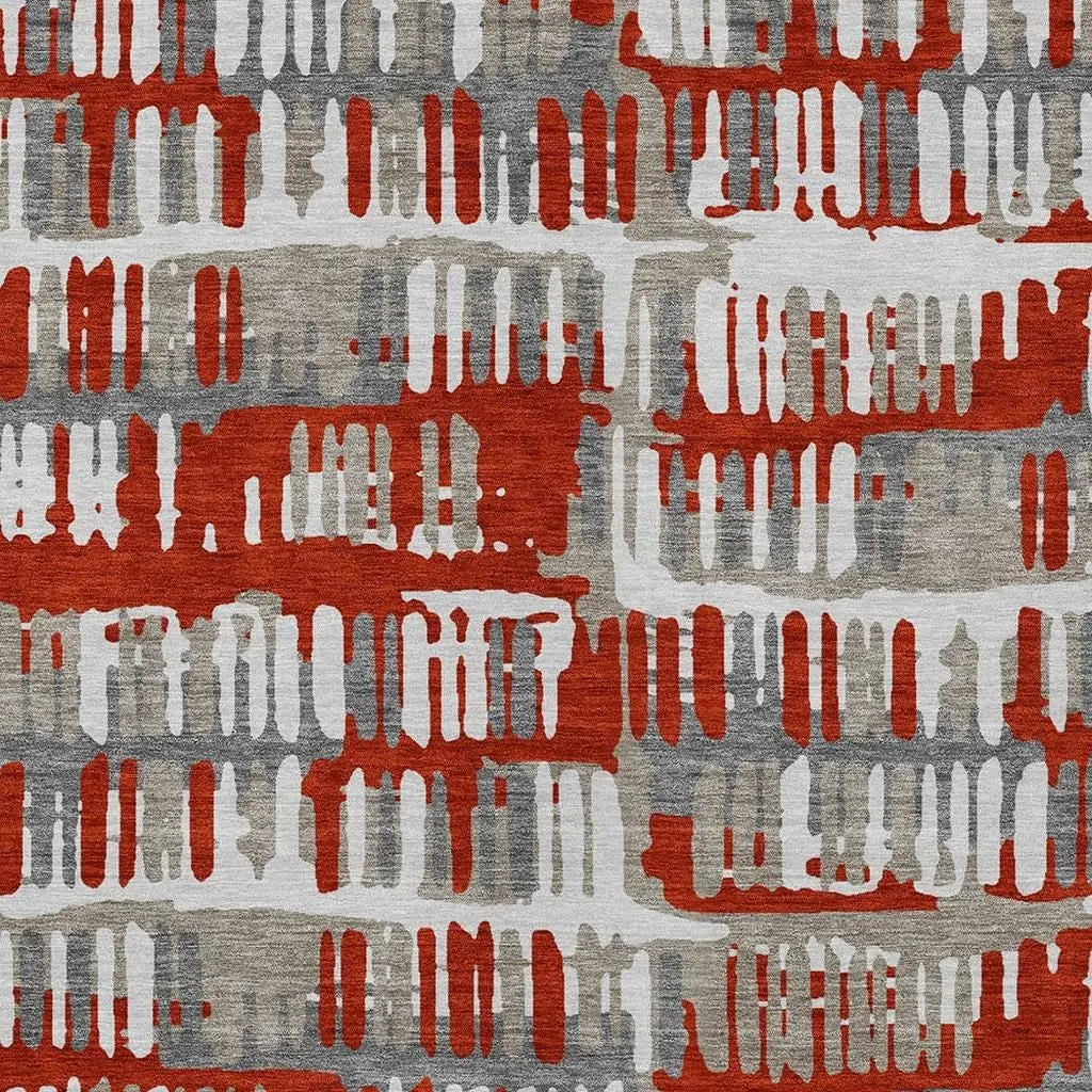 8' X 10' Red And Orange Abstract Washable Indoor Outdoor Area Rug Homeroots Outdoor
