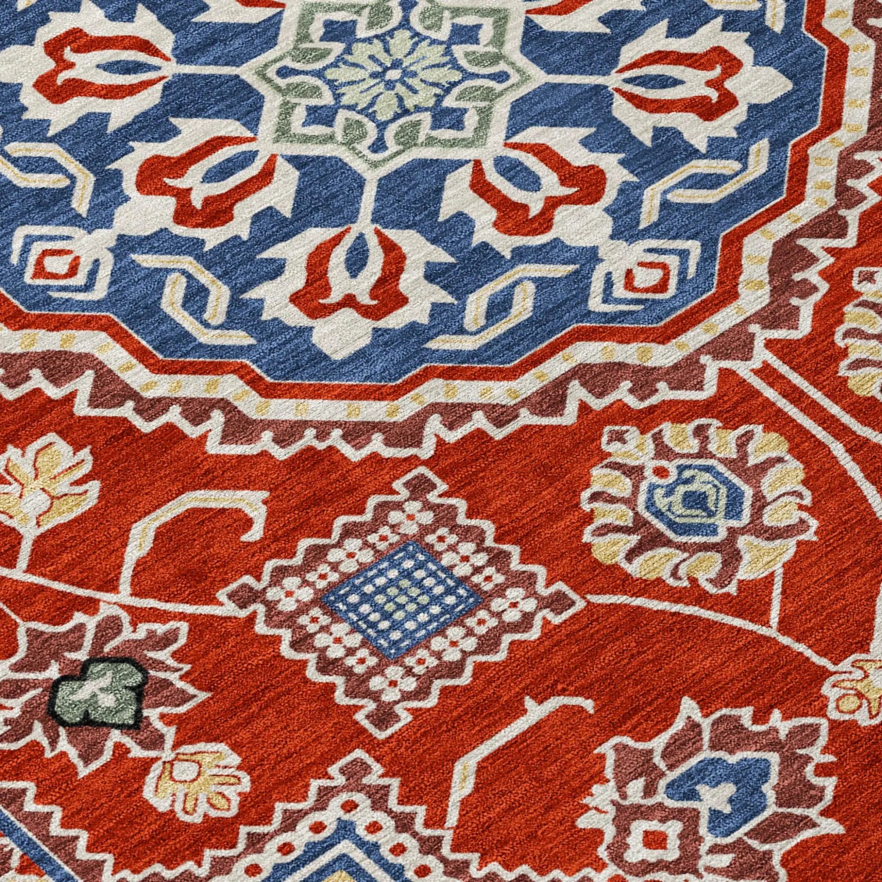 8' X 10' Red And Silver Floral Medallion Washable Indoor Outdoor Area Rug Homeroots Outdoor