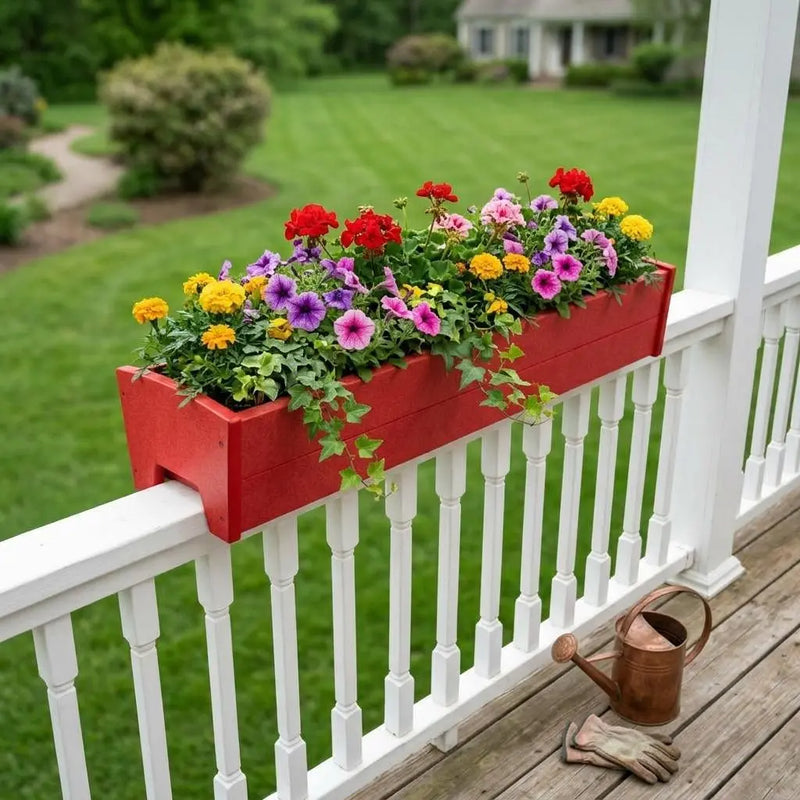 8" X 10" Red Heavy Duty Plastic Rectangular Railing Planter Homeroots Outdoor