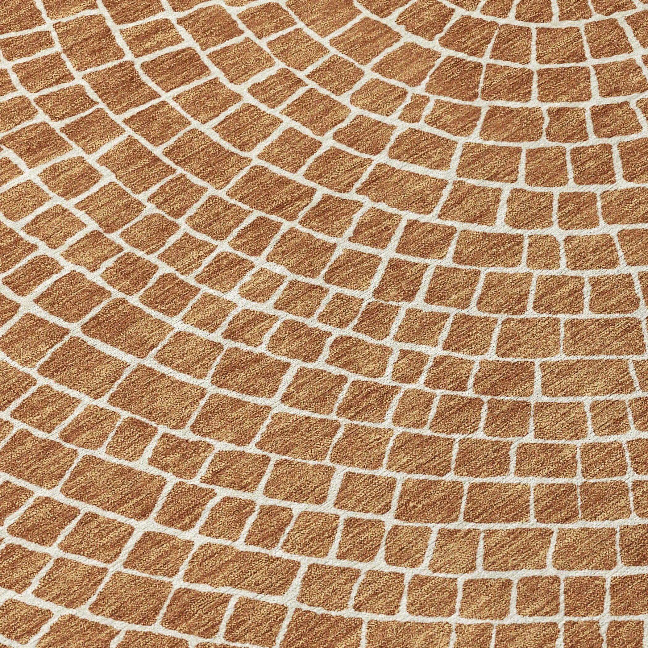 8' X 10' Rust And Ivory Geometric Washable Indoor Outdoor Area Rug Homeroots Outdoor