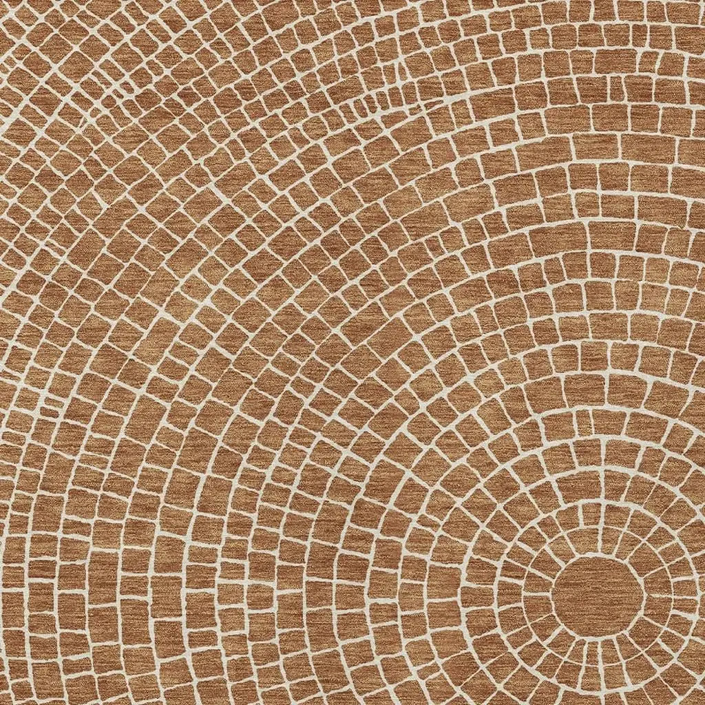 8' X 10' Rust And Ivory Geometric Washable Indoor Outdoor Area Rug Homeroots Outdoor