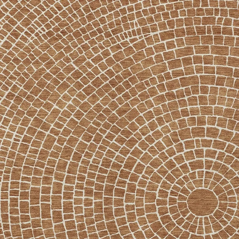 8' X 10' Rust And Ivory Geometric Washable Indoor Outdoor Area Rug Homeroots Outdoor