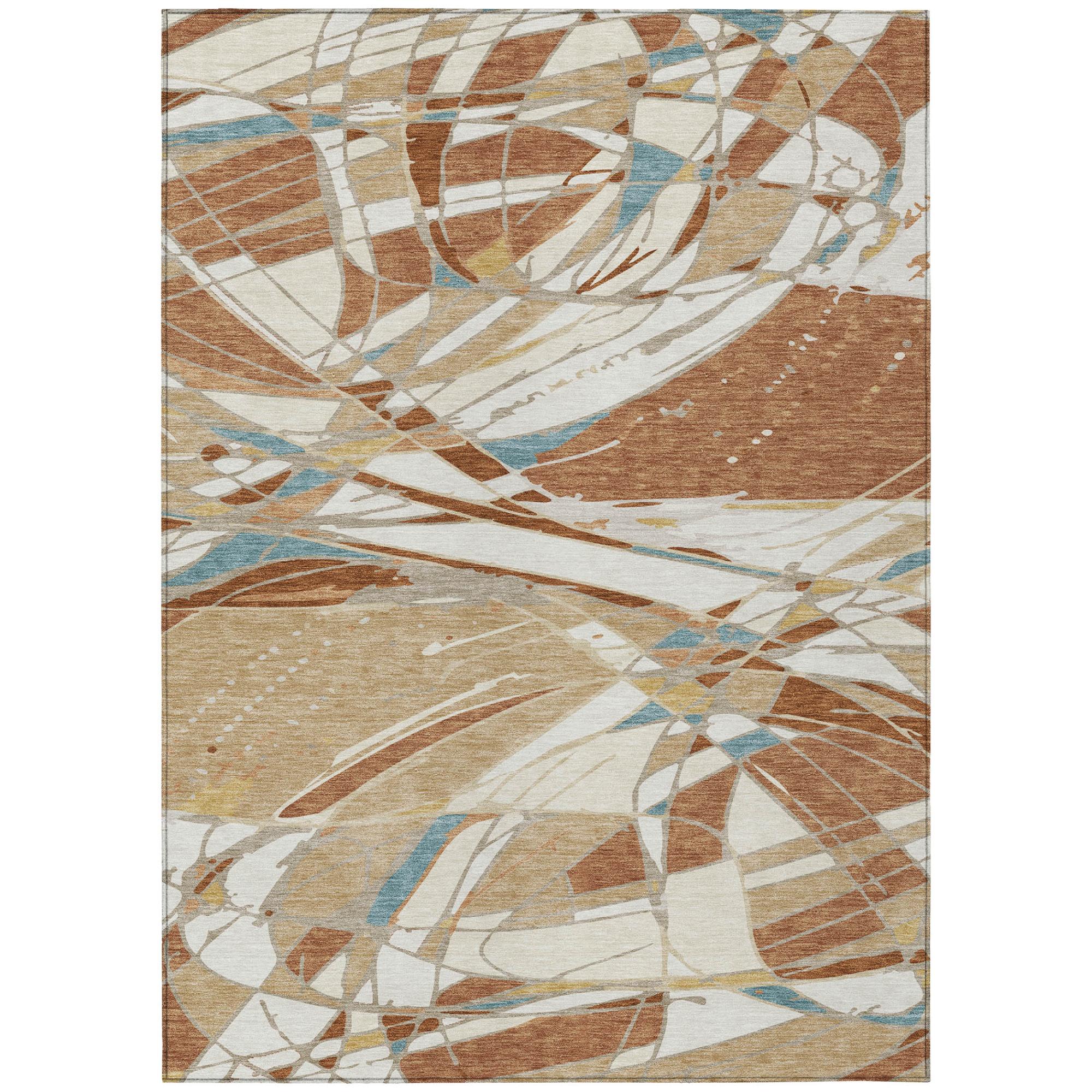 8' X 10' Rust And Orange Abstract Washable Indoor Outdoor Area Rug Homeroots Outdoor