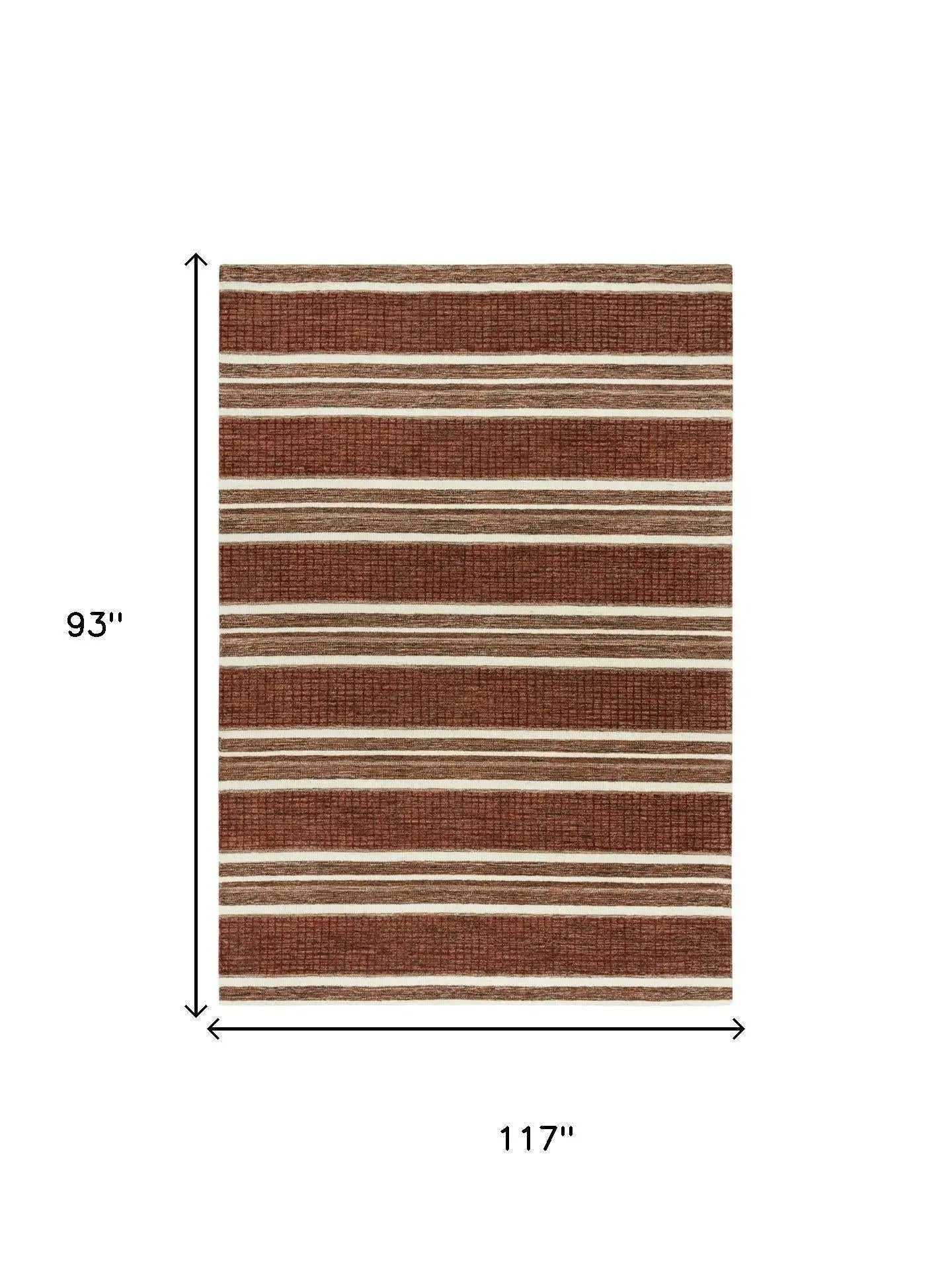 8' X 10' Rust And Orange Wool Striped Hand Tufted Area Rug Homeroots Home Decor
