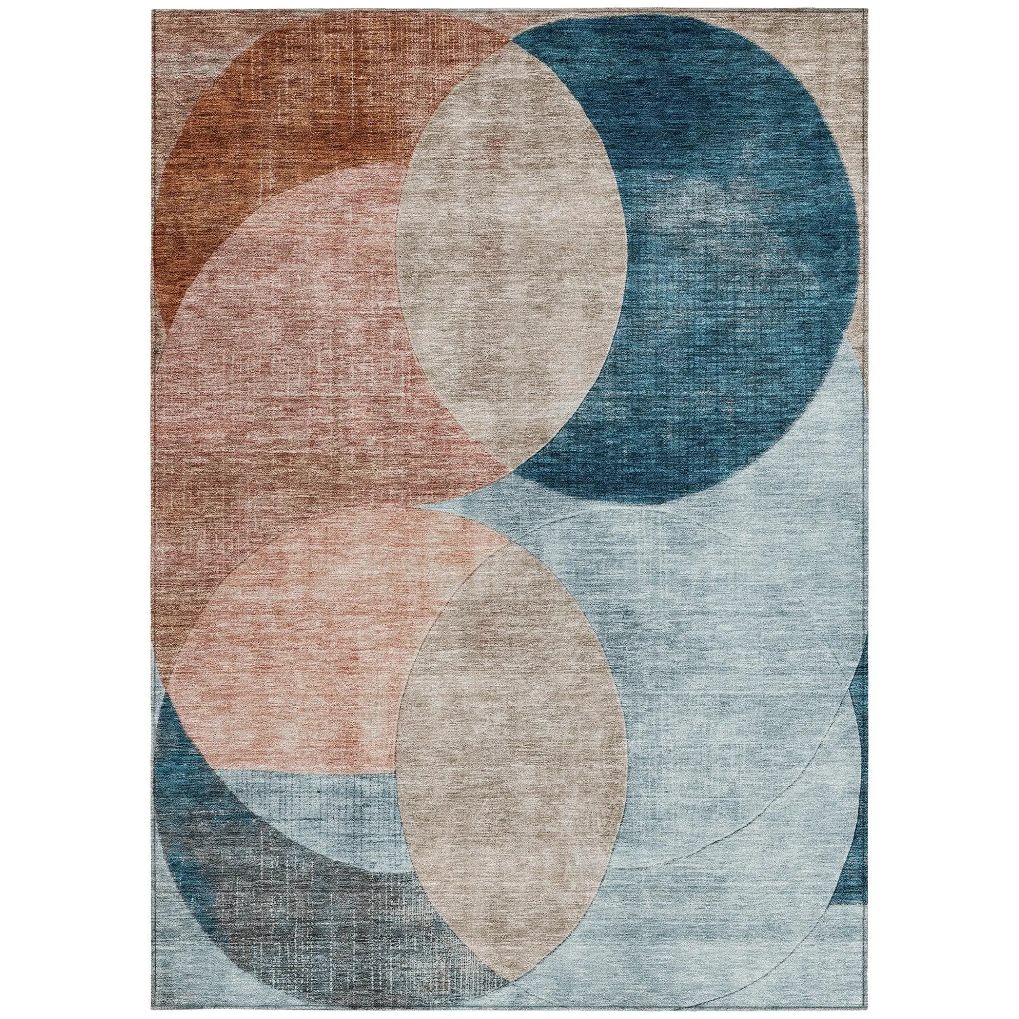 8' X 10' Rust Beige And Teal Blue Geometric Washable Indoor Outdoor Area Rug Homeroots Outdoor