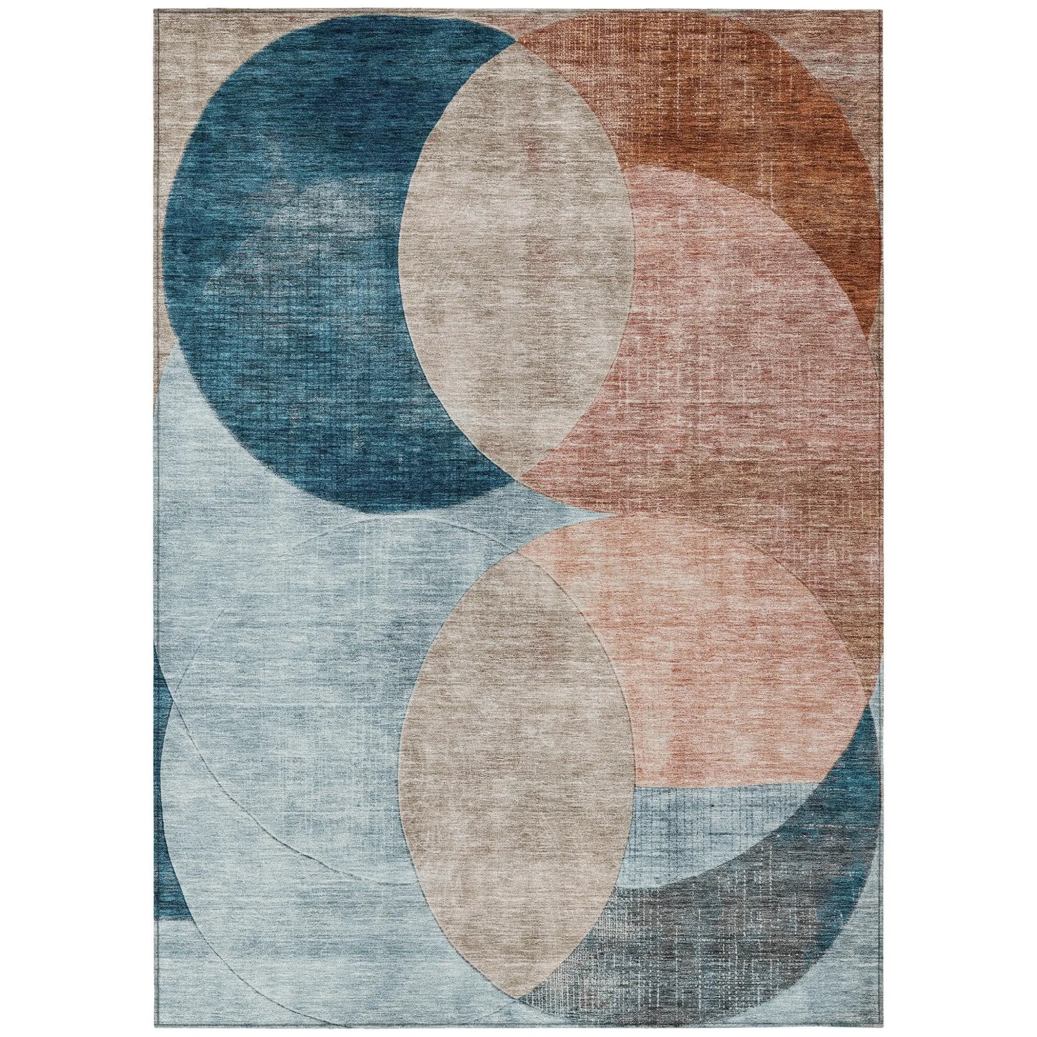 8' X 10' Rust Beige And Teal Blue Geometric Washable Indoor Outdoor Area Rug Homeroots Outdoor