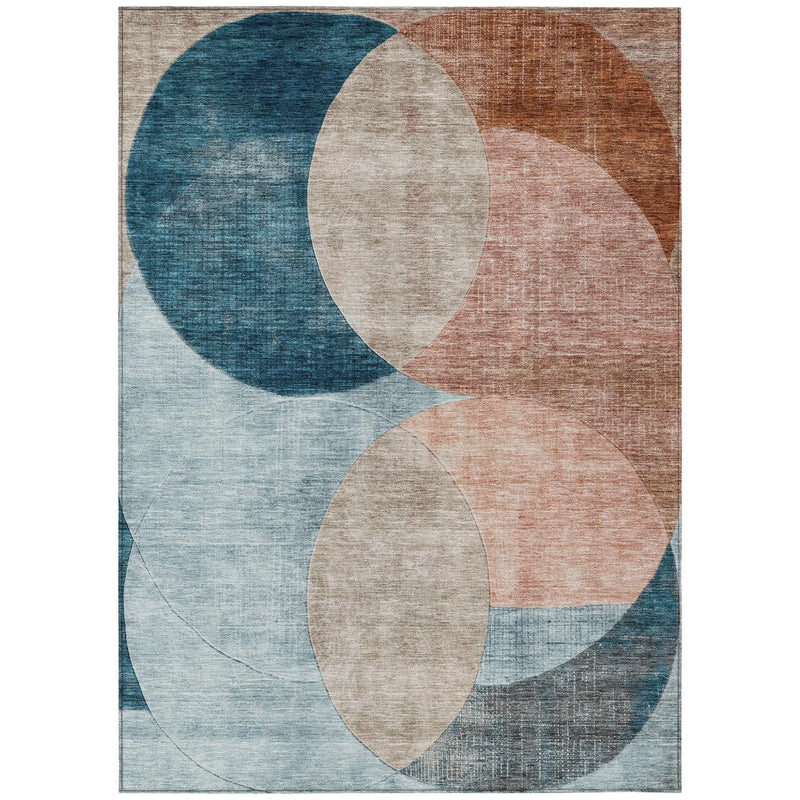 8' X 10' Rust Beige And Teal Blue Geometric Washable Indoor Outdoor Area Rug Homeroots Outdoor