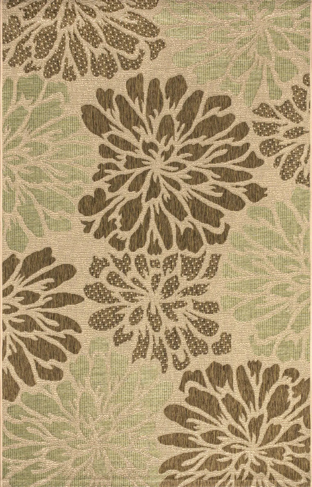8' X 10' Sage And Brown Floral Indoor Outdoor Area Rug Homeroots Outdoor