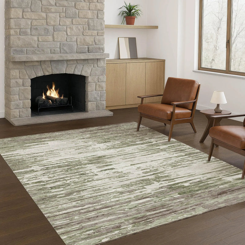 8' X 10' Sage And Green Abstract Washable Indoor Outdoor Area Rug Homeroots Outdoor