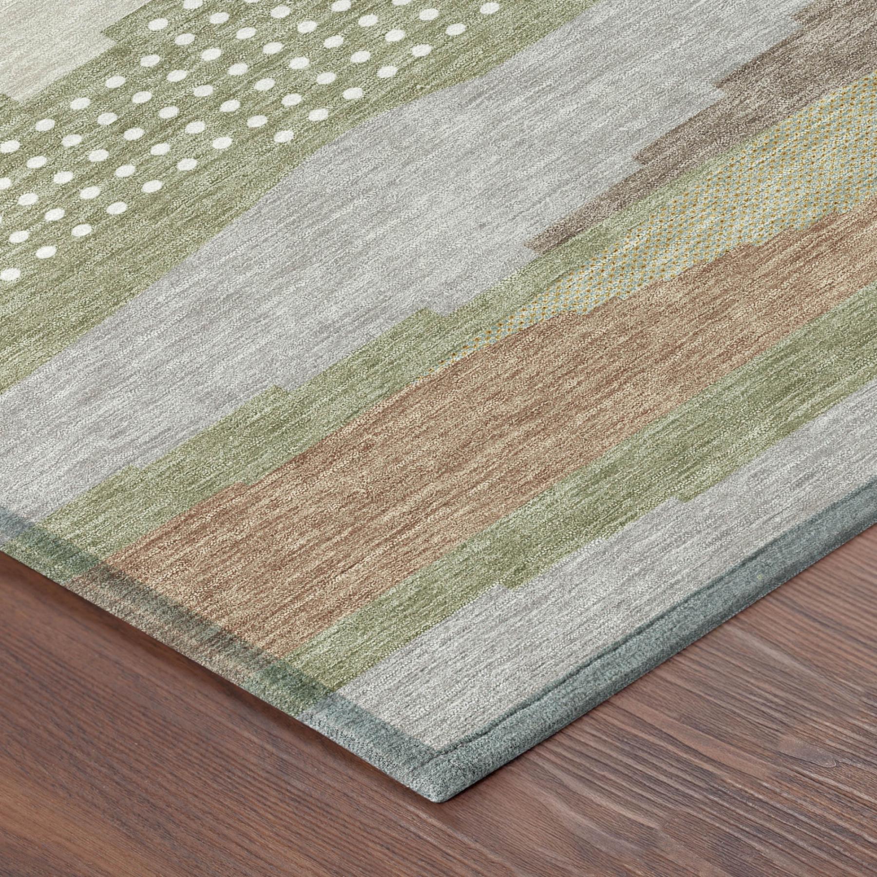 8' X 10' Sage And Green Abstract Washable Indoor Outdoor Area Rug Homeroots Outdoor