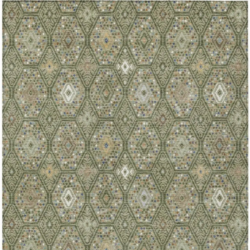 8' X 10' Sage And Green Geometric Washable Indoor Outdoor Area Rug Homeroots Outdoor