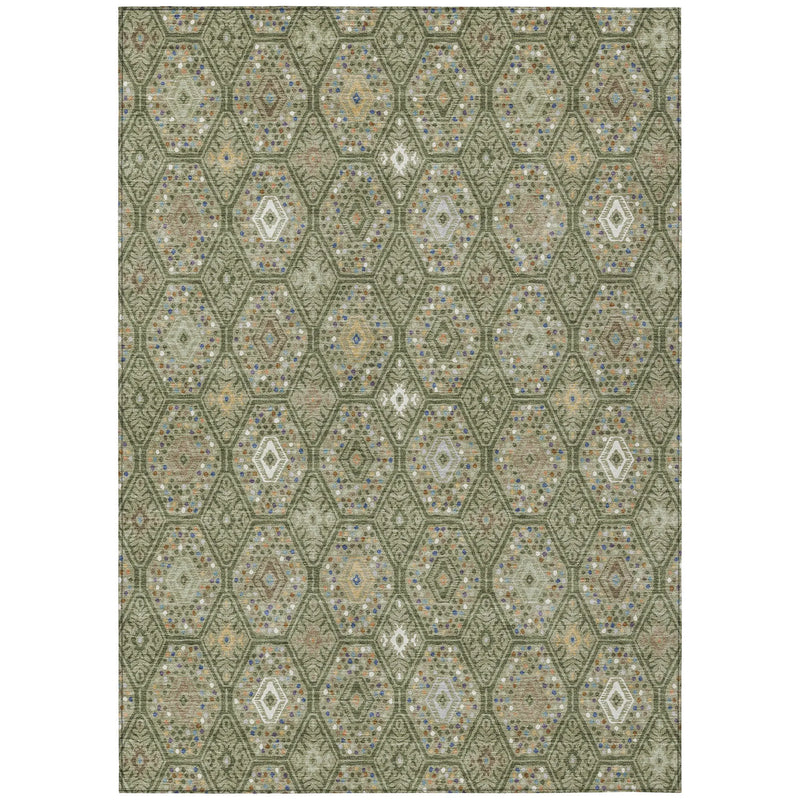 8' X 10' Sage And Green Geometric Washable Indoor Outdoor Area Rug Homeroots Outdoor