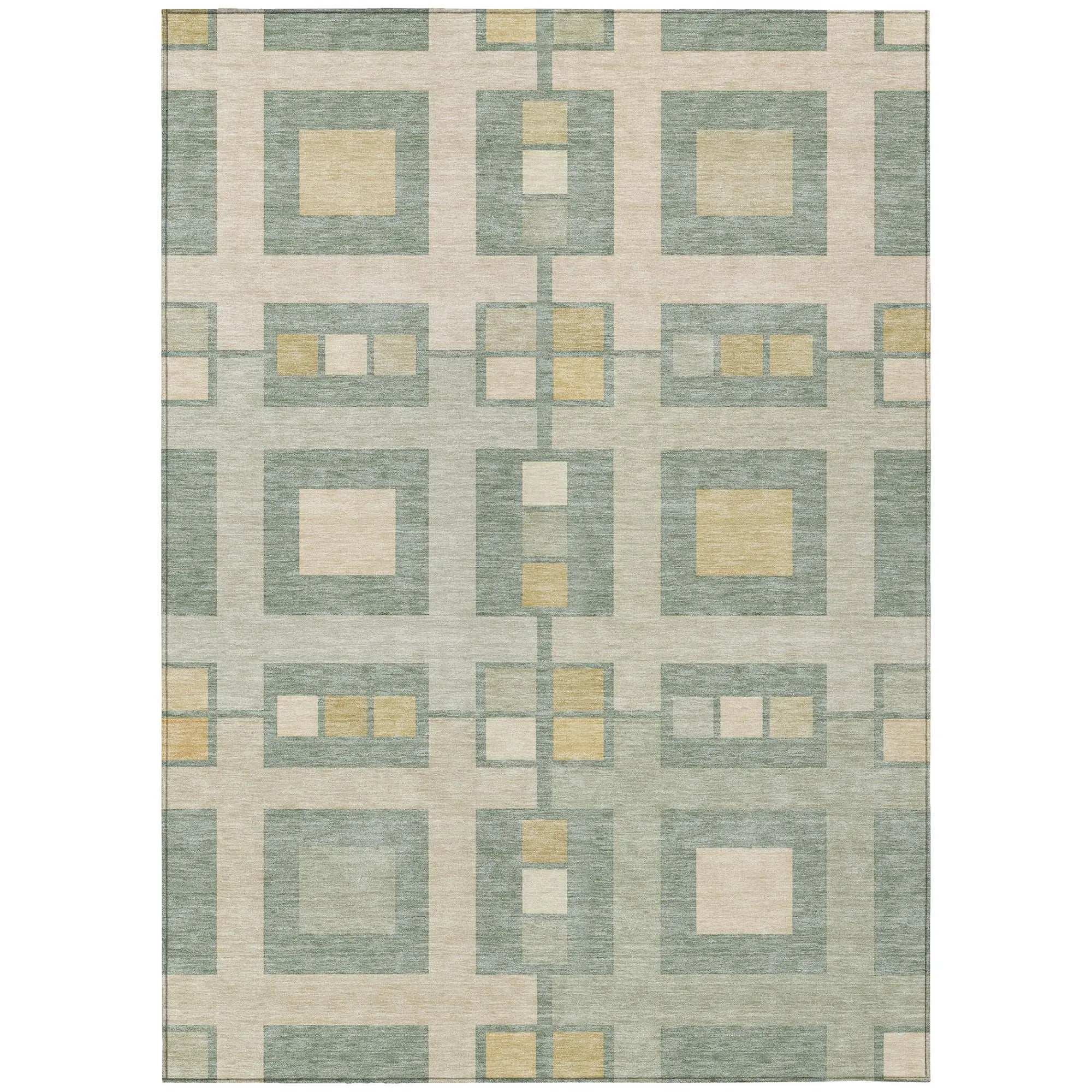 8' X 10' Sage And Green Geometric Washable Indoor Outdoor Area Rug Homeroots Outdoor