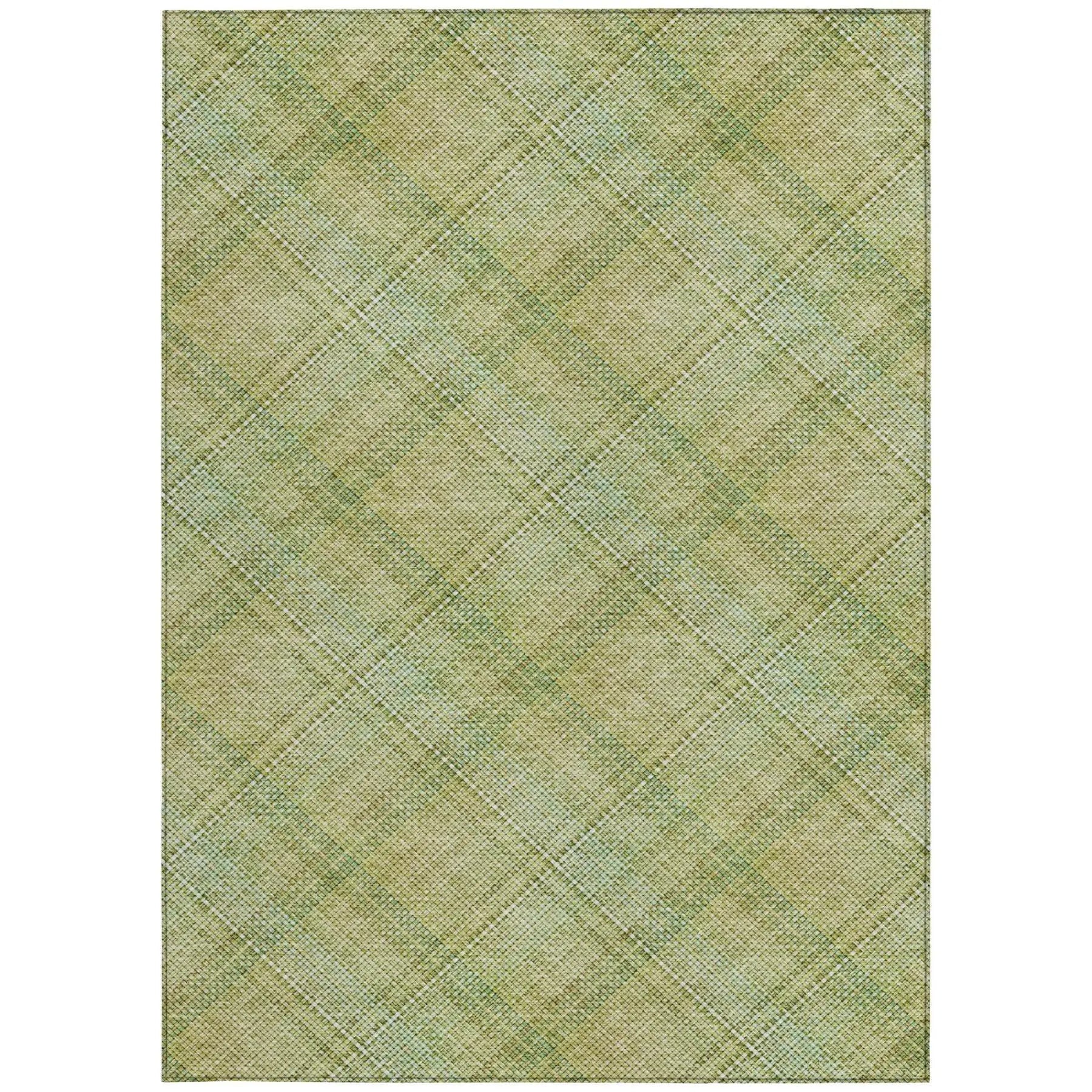 8' X 10' Sage And Green Plaid Washable Indoor Outdoor Area Rug Homeroots Outdoor