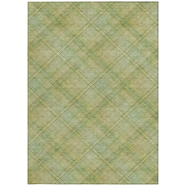 8' X 10' Sage And Green Plaid Washable Indoor Outdoor Area Rug Homeroots Outdoor