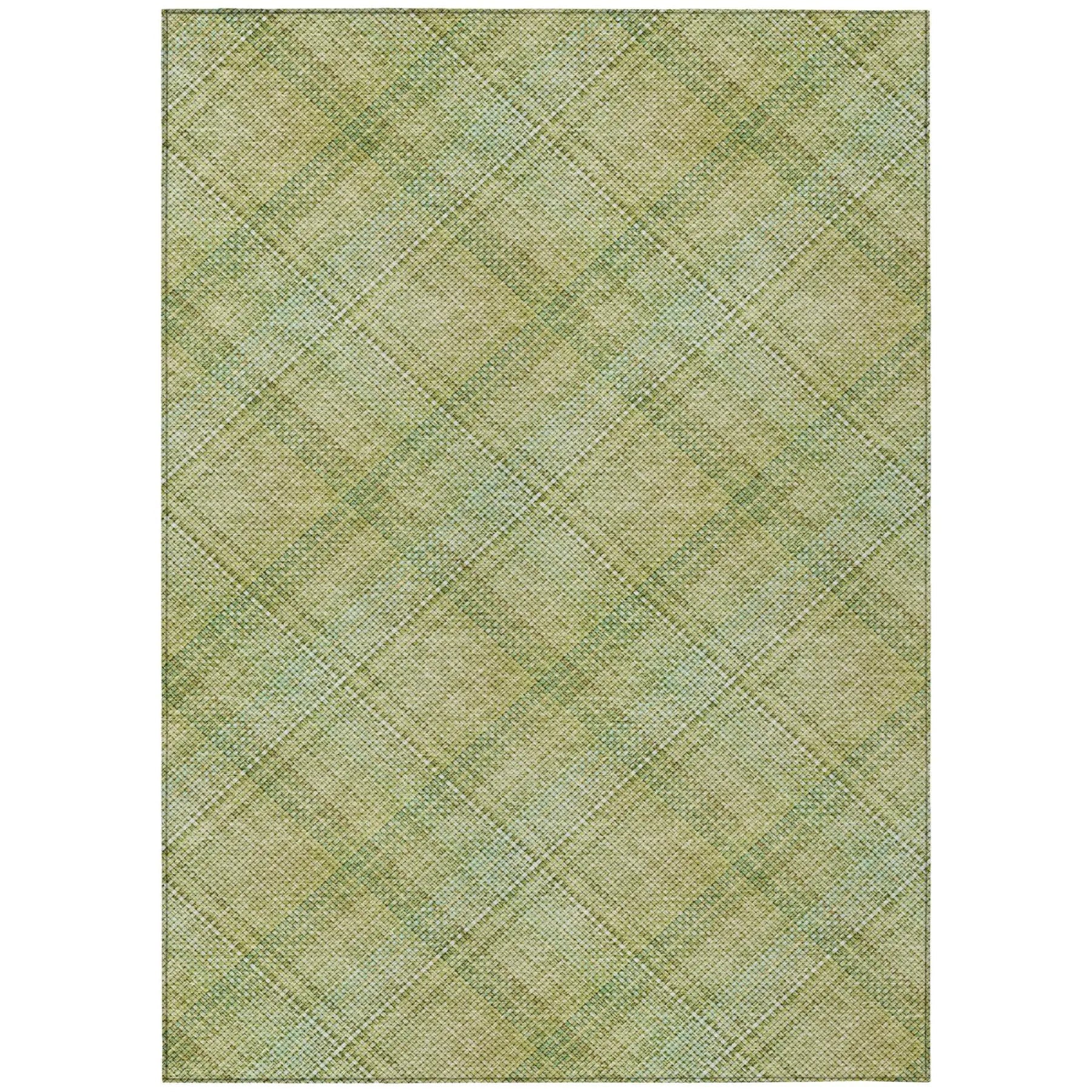 8' X 10' Sage And Green Plaid Washable Indoor Outdoor Area Rug Homeroots Outdoor