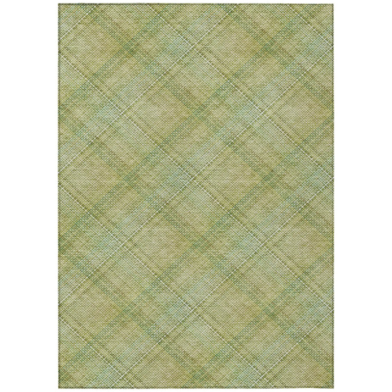 8' X 10' Sage And Green Plaid Washable Indoor Outdoor Area Rug Homeroots Outdoor