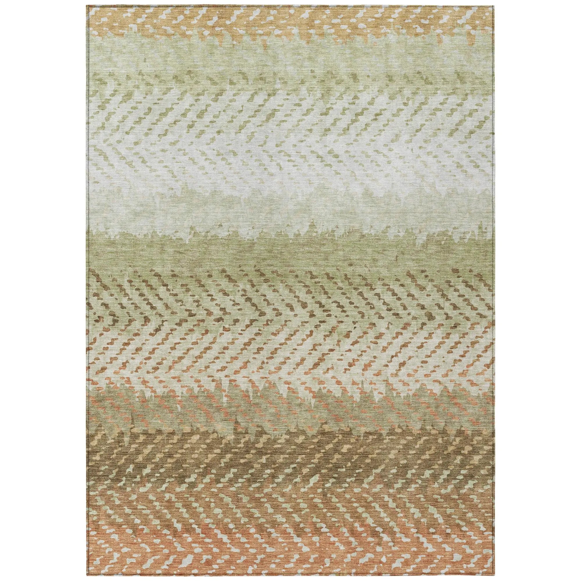 8' X 10' Sage And Green Striped Washable Indoor Outdoor Area Rug Homeroots Outdoor