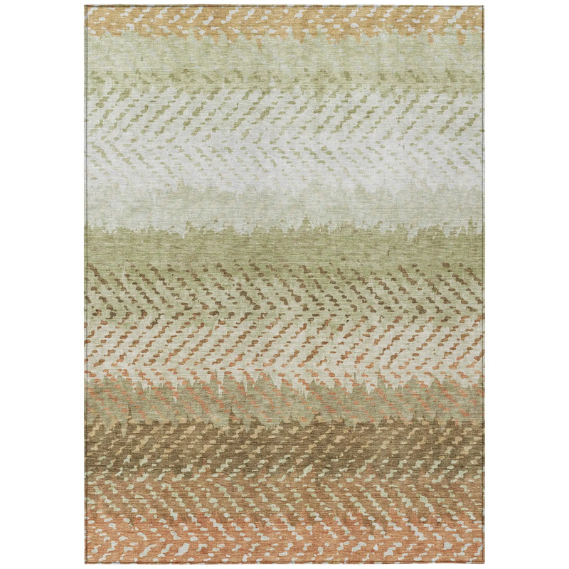 8' X 10' Sage And Green Striped Washable Indoor Outdoor Area Rug Homeroots Outdoor