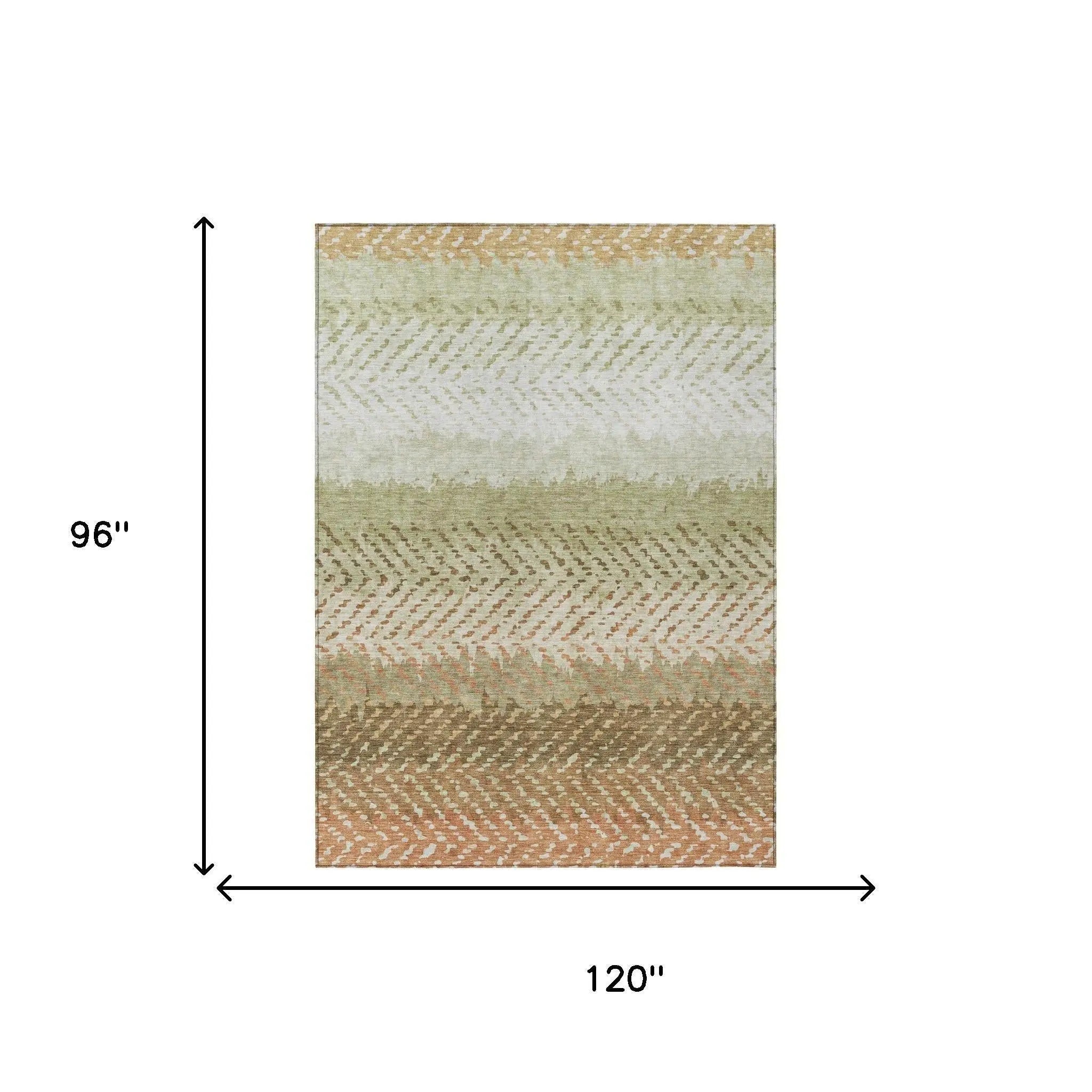 8' X 10' Sage And Green Striped Washable Indoor Outdoor Area Rug Homeroots Outdoor