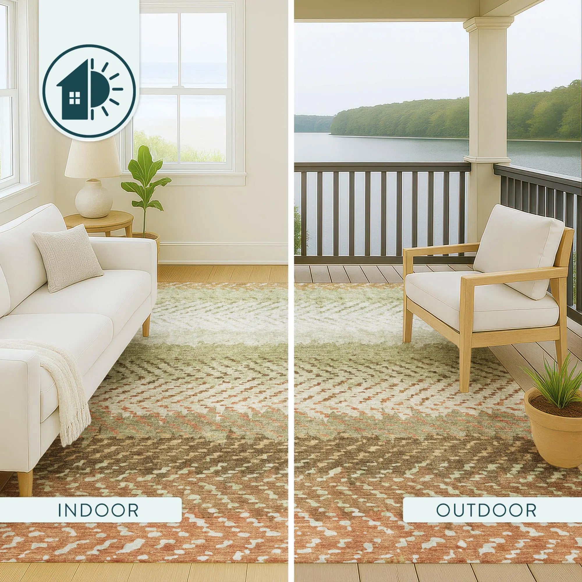 8' X 10' Sage And Green Striped Washable Indoor Outdoor Area Rug Homeroots Outdoor