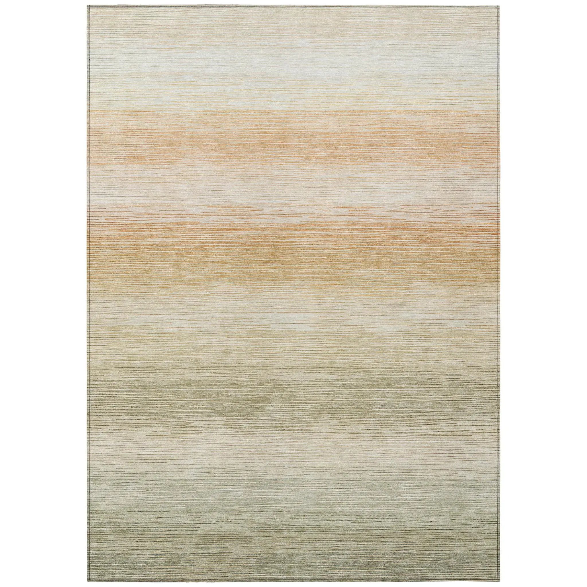 8' X 10' Sage And Green Striped Washable Indoor Outdoor Area Rug Homeroots Outdoor