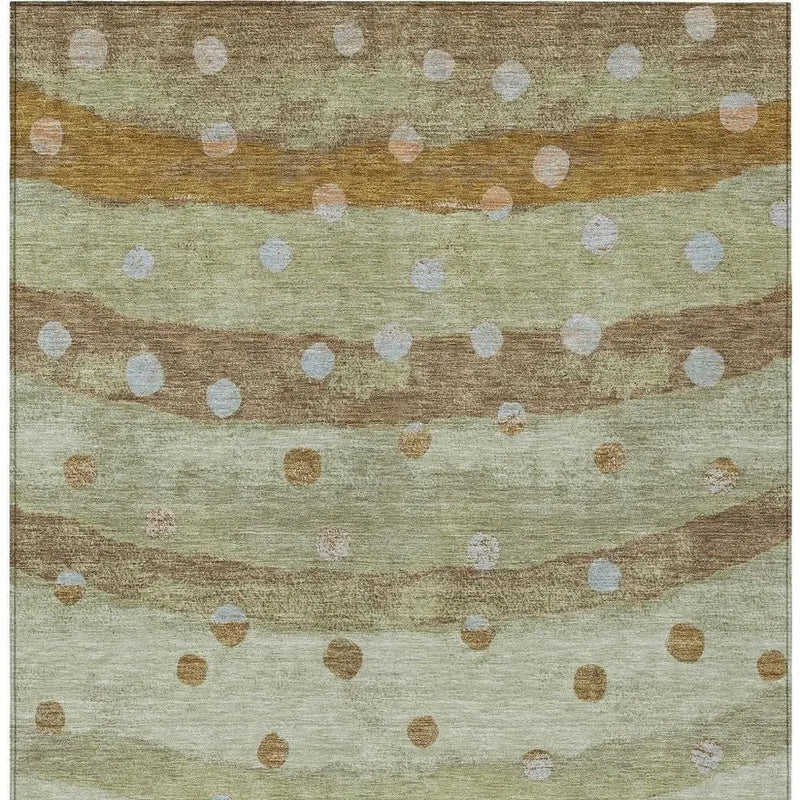 8' X 10' Sage And Green Striped Washable Indoor Outdoor Area Rug Homeroots Outdoor