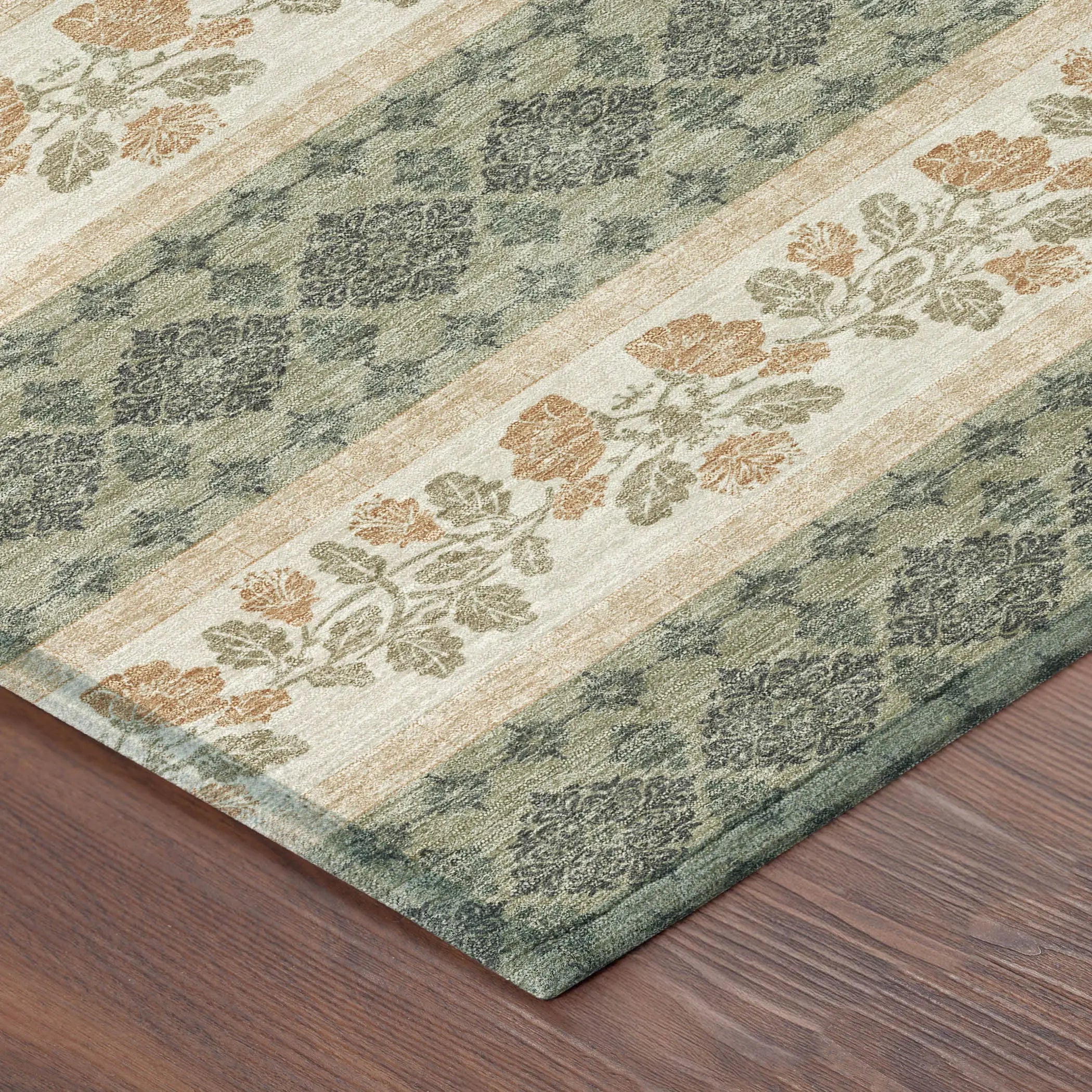 8' X 10' Sage And Ivory Striped Washable Indoor Outdoor Area Rug Homeroots Outdoor