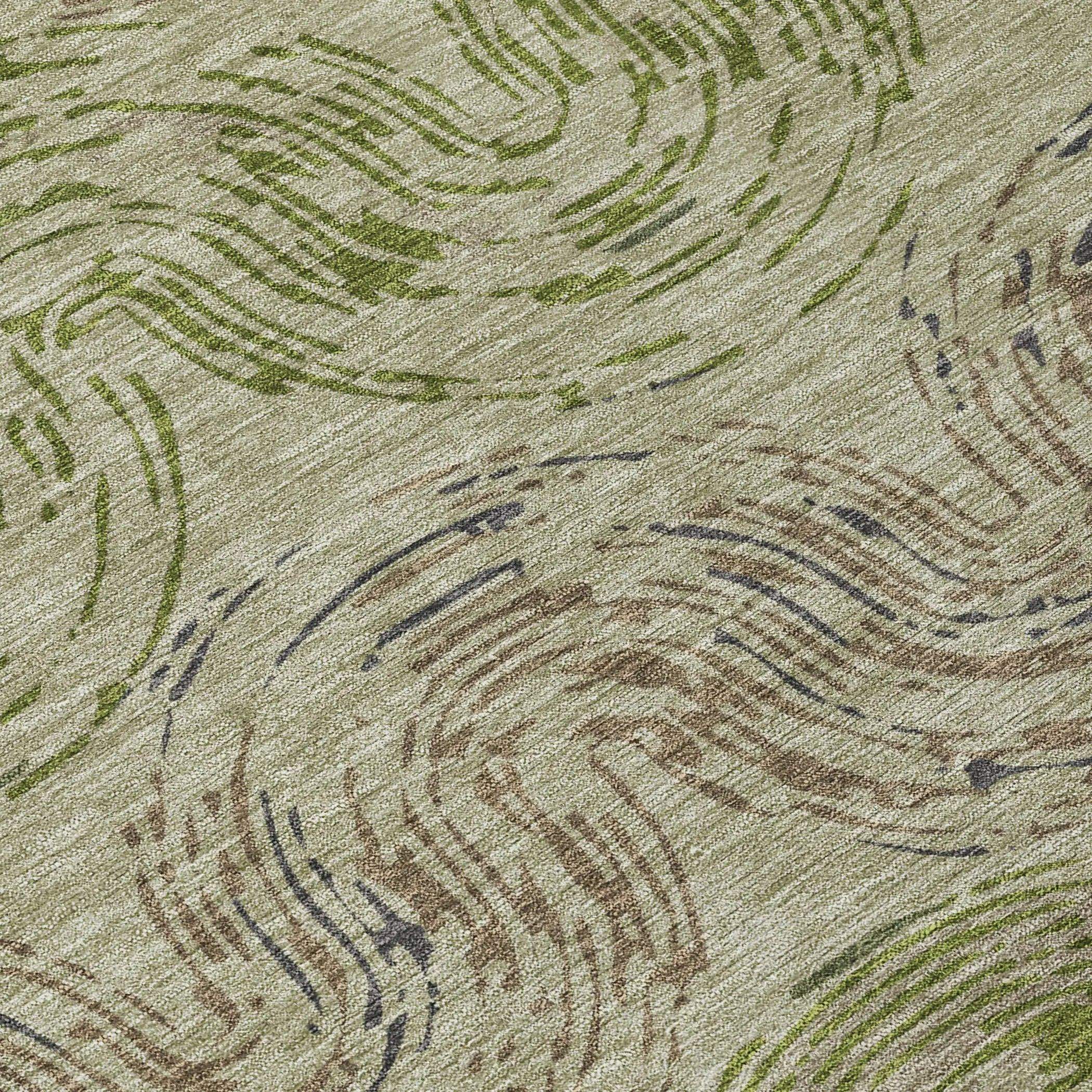 8' X 10' Sage And Olive Green Abstract Washable Indoor Outdoor Area Rug Homeroots Outdoor