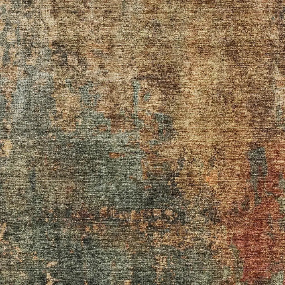 8' X 10' Sage Tan And Copper Abstract Washable Indoor Outdoor Area Rug Homeroots Outdoor