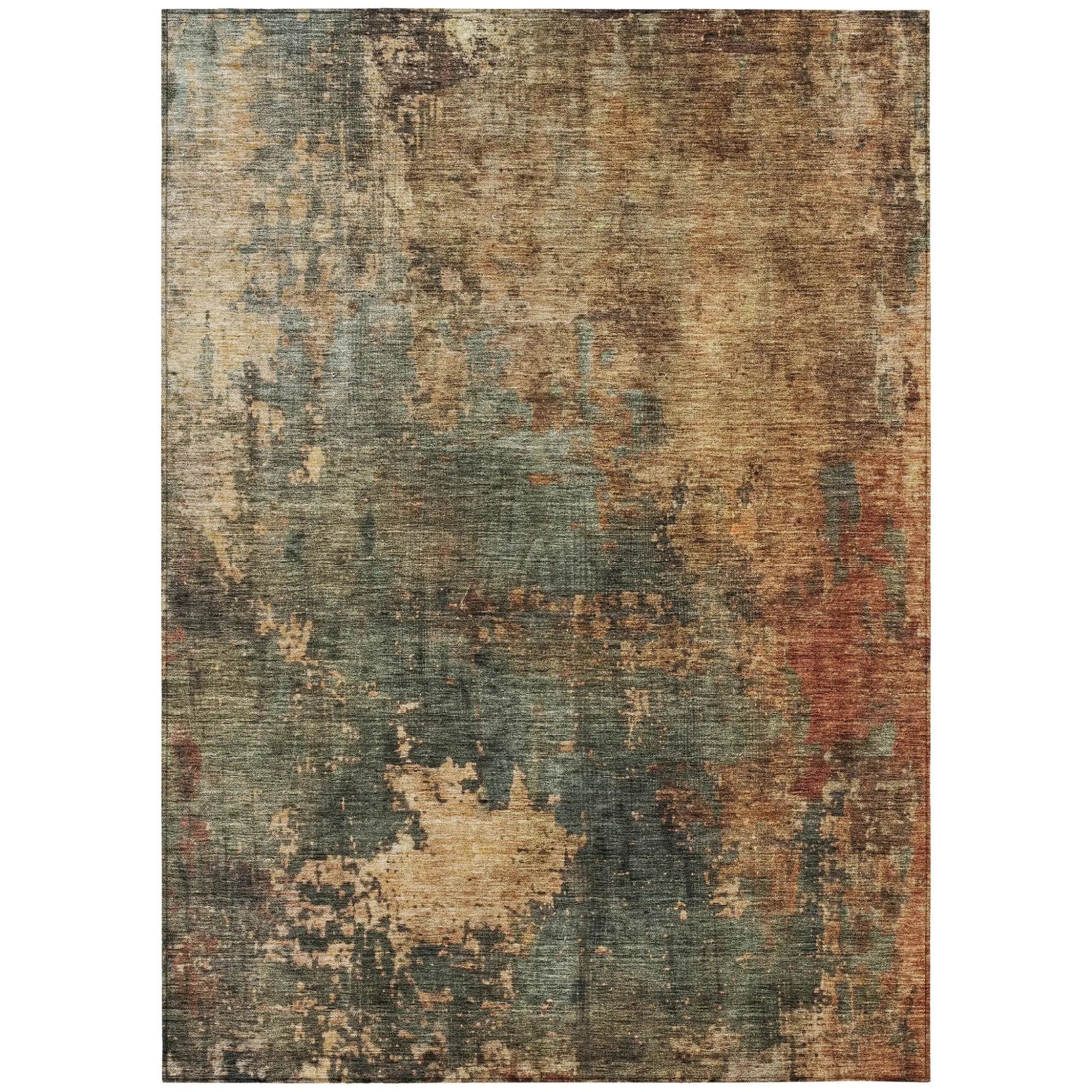 8' X 10' Sage Tan And Copper Abstract Washable Indoor Outdoor Area Rug Homeroots Outdoor