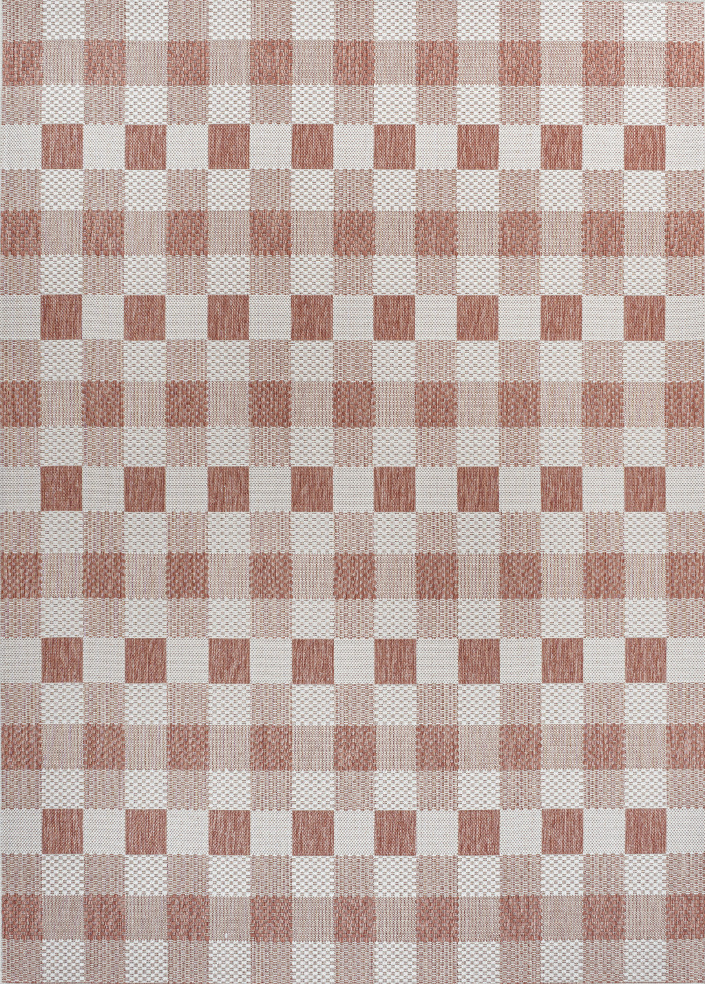 8' X 10' Salmon And Cream Geometric Indoor Outdoor Area Rug - GreatEagleInc