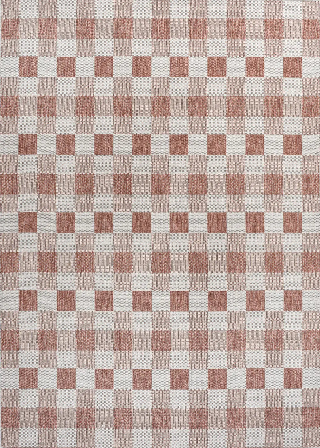 8' X 10' Salmon And Cream Geometric Indoor Outdoor Area Rug - GreatEagleInc