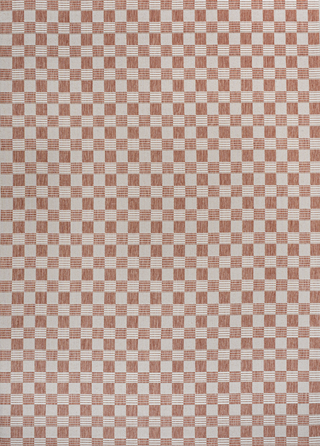8' X 10' Salmon And Cream Geometric Indoor Outdoor Area Rug - GreatEagleInc