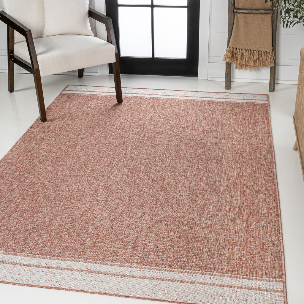 8' X 10' Salmon And Cream Indoor Outdoor Area Rug - GreatEagleInc