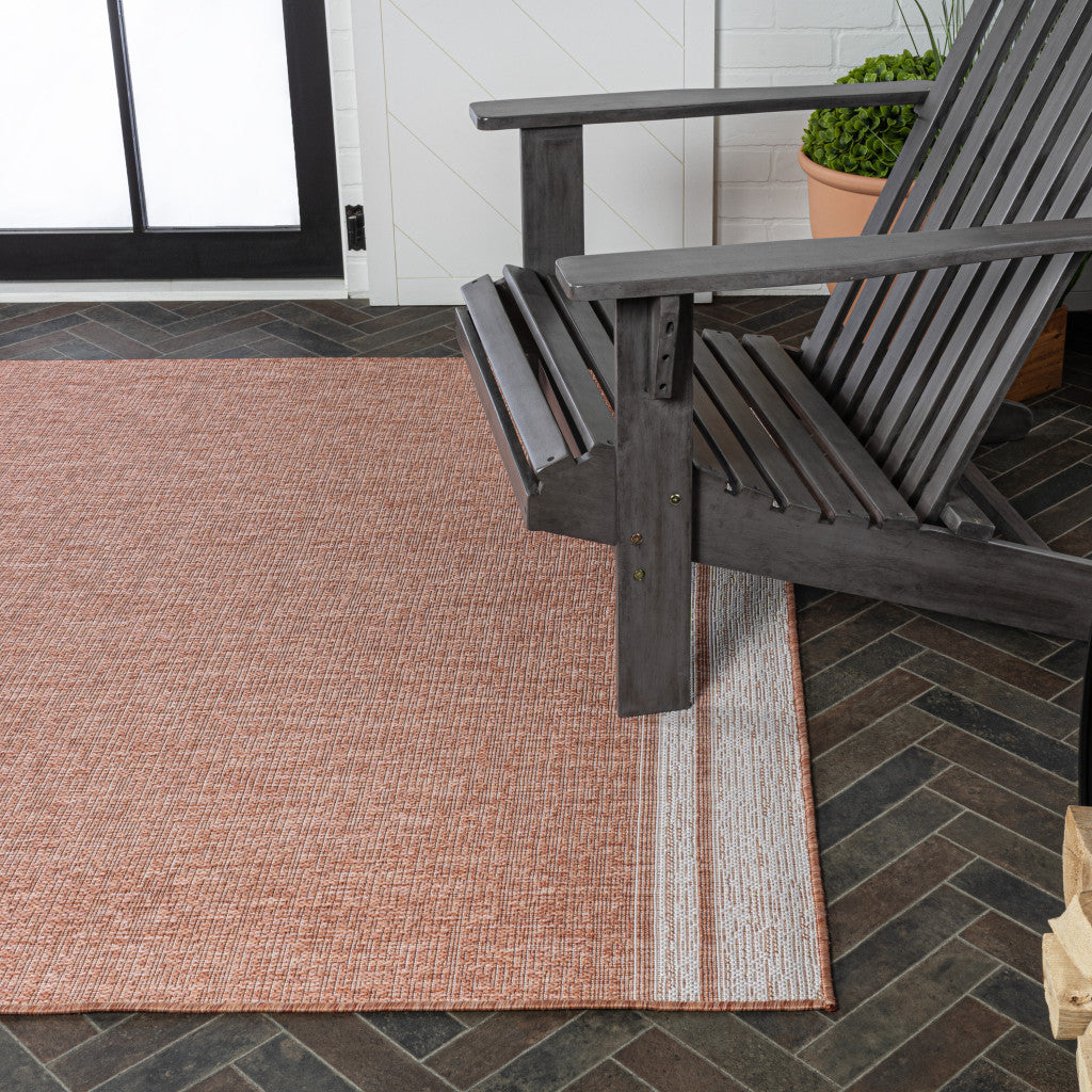 8' X 10' Salmon And Cream Indoor Outdoor Area Rug - GreatEagleInc