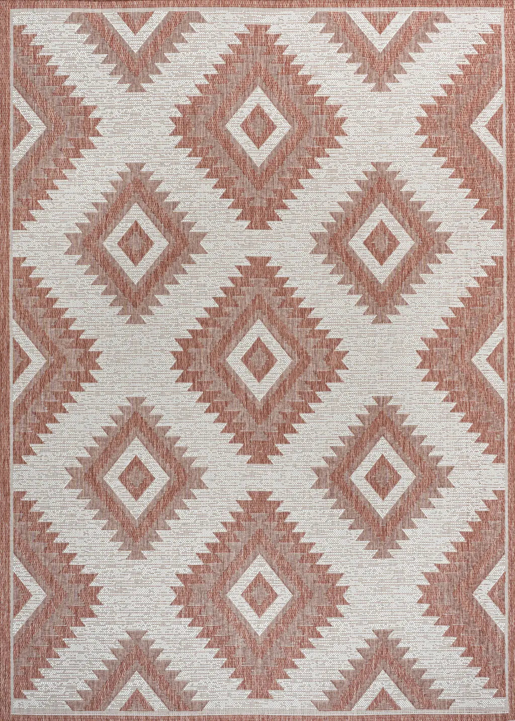 8' X 10' Salmon And Cream Moroccan Indoor Outdoor Area Rug Homeroots Outdoor