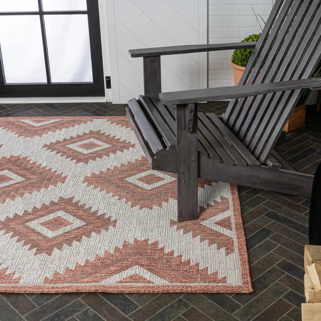 8' X 10' Salmon And Cream Moroccan Indoor Outdoor Area Rug Homeroots Outdoor
