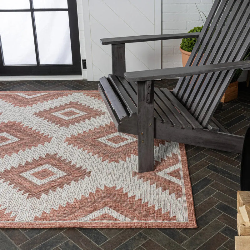 8' X 10' Salmon And Cream Moroccan Indoor Outdoor Area Rug Homeroots Outdoor