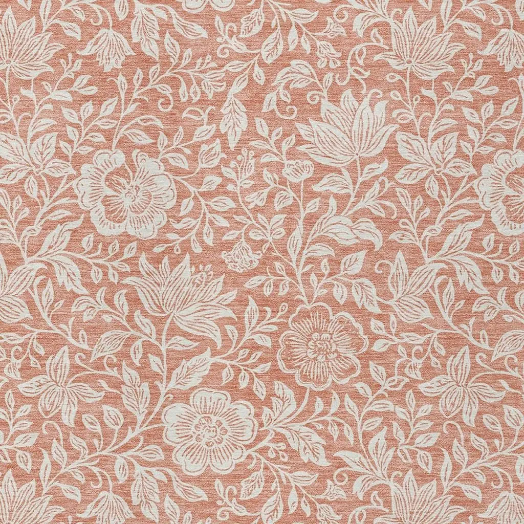 8' X 10' Salmon And Ivory Floral Washable Indoor Outdoor Area Rug Homeroots Outdoor