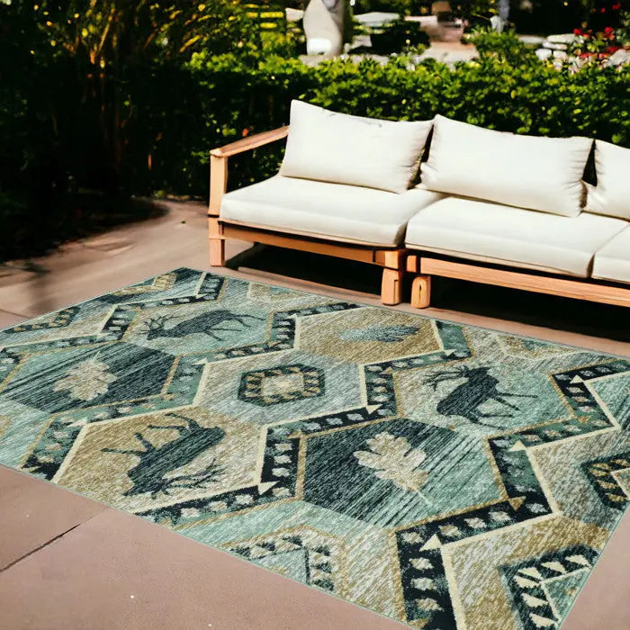 8' X 10' Seafoam Lodge Area Rug Homeroots Outdoor